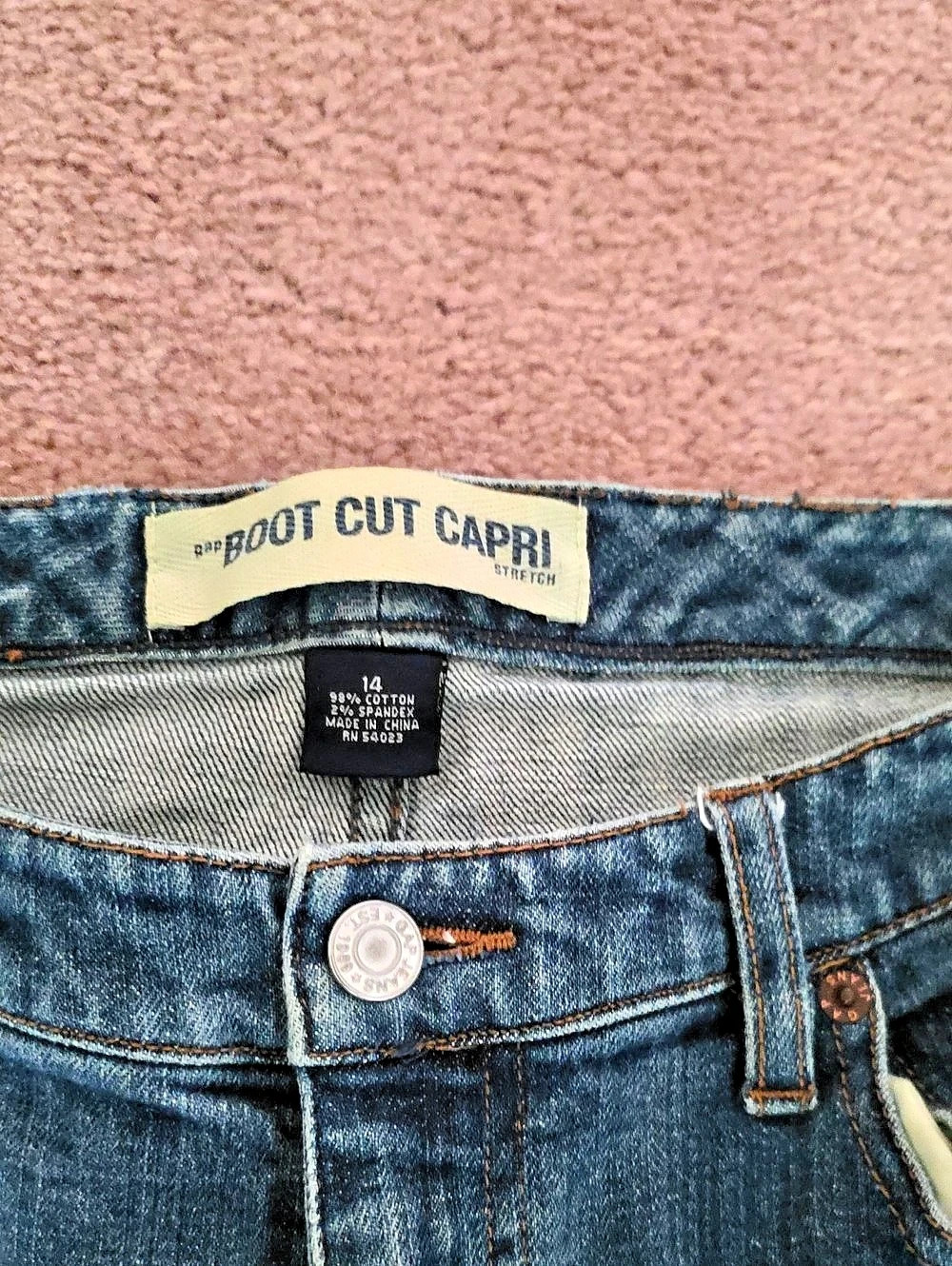 Gap Boot Cut Capri Stretch Jeans Blue Waist 14 - Picture 4 of 8